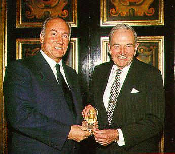 Hazar Imam with David Rockefeller at the 1996 Hadrian Awards Presentation  1996-10-25
